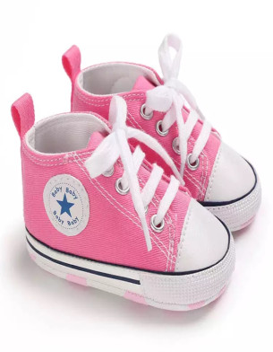 First Walker Canvas shoes crib Baby High Top Ankle shoes Girl Pink